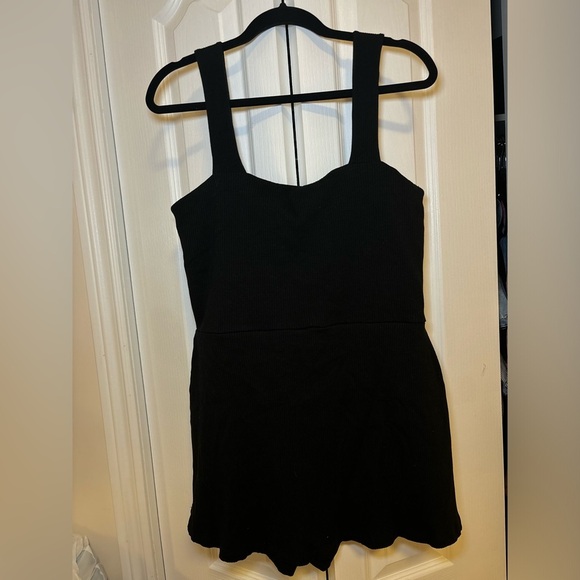 PINK Victoria's Secret - Black Ribbed Square Neck Mini Dress/Shorts/Romper - Picture 2 of 6